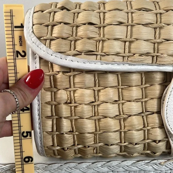 Kate Spade Rattan Clutch striped interior fabric lining - Picture 13 of 14